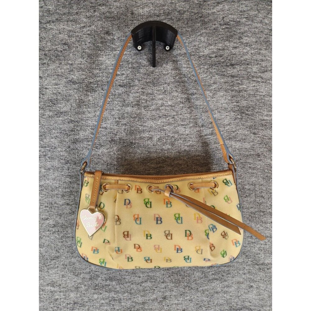 Dooney and Bourke Yellow Monogram Leather 2.5 x 6 x 10 inches Multicolor zipper